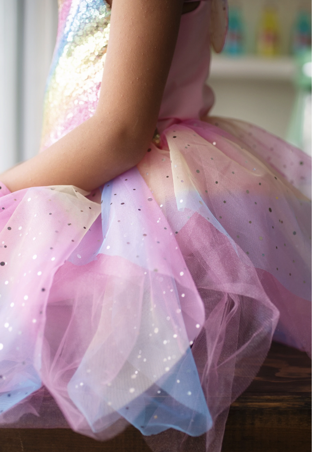 Rainbow Fairy Dress with Wings - Size 5-6 Image