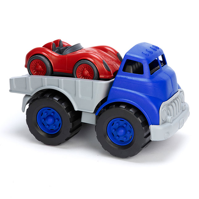 Green Toys Flatbed with Red Race Car Image