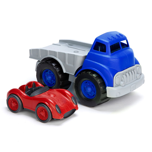 Green Toys Flatbed with Red Race Car Image