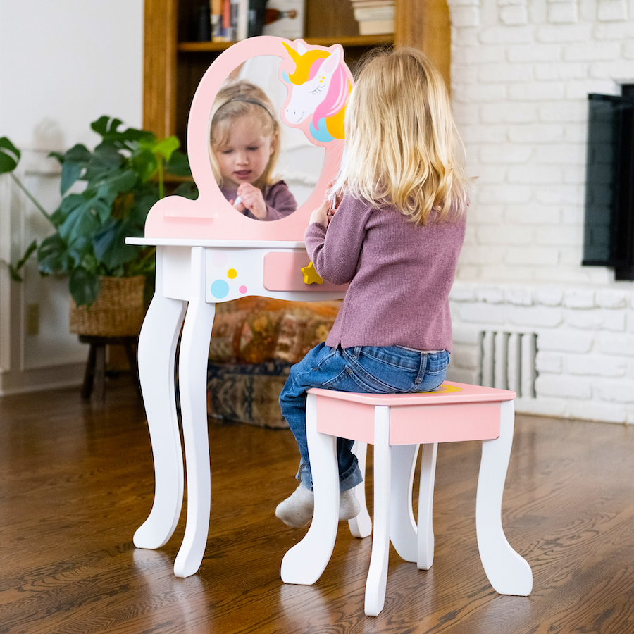 Unicorn Magic Vanity with Mirror and Stool