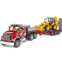 MACK Flatbed Truck with Backhoe