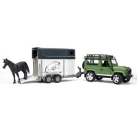 Land Rover Defender Station Wagon with Horse Trailer & Horse