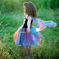 Fairy Blossom Dress with Wings - Blue/Magenta - Medium