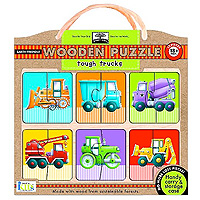 Green Start Wooden Puzzle - Tough Trucks