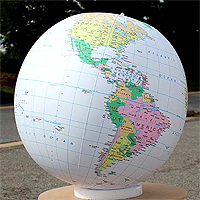 Inflatable Light Blue Political Globe - 12 inch