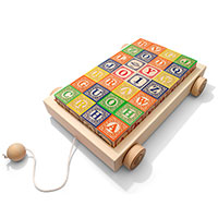 Uncle Goose Blocks - Uppercase Classic ABC Blocks with Wagon