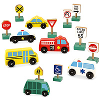 Wooden Vehicle and Traffic Signs
