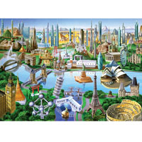 1000 pc Suitcases - Landmarks of the World