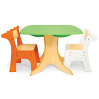 Tree Table with Zebra and Giraffe Chairs