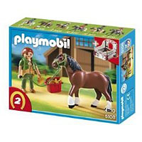 Playmobil Collectible Horses - Shire Horse with Groomer and Stable