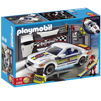 Playmobil Car Repair Shop and Race Car with Headlights