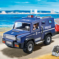 Playmobil Police Truck with Speedboat