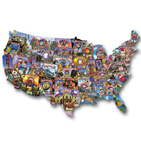 USA Shaped Puzzle - Road Trip America