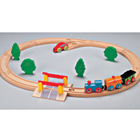Nuchi - Oval Train Set with Crossing Barrier