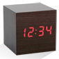 Alarm Clock Wood Cube - Dark
