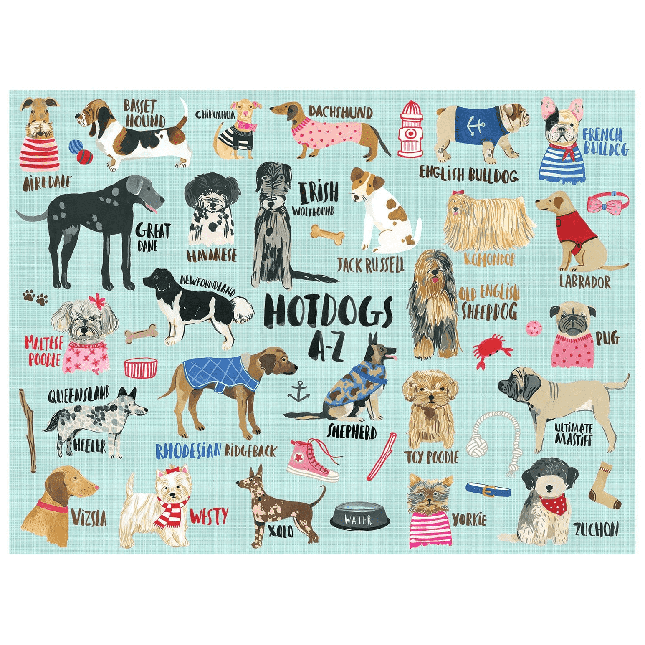 1000 Piece Family Puzzle - Hot Dogs A-Z - - Fat Brain Toys
