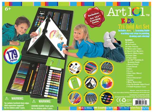 Drawing Art kit with Double Sided Trifold Easel Painting Supplies