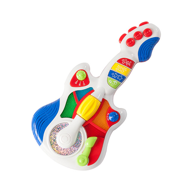 KiddoLab Baby Rocker Musical Kids Guitar Instruments Set with Electric Toy Guitar and Rattles 3 Months and Older Baby Guitar Toys for Early Development and Music Educational Learning 