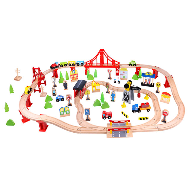 Wooden Express 100 Piece Train Set - - Fat Brain Toys