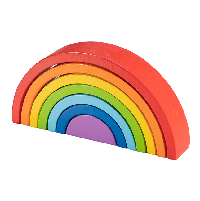 Wooden Montessori Rainbow Arch Ring Blocks Stacking Toy Kids Toddler Gifts