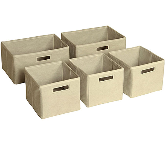 Tan Storage Bins - Set of 5 - - Fat Brain Toys