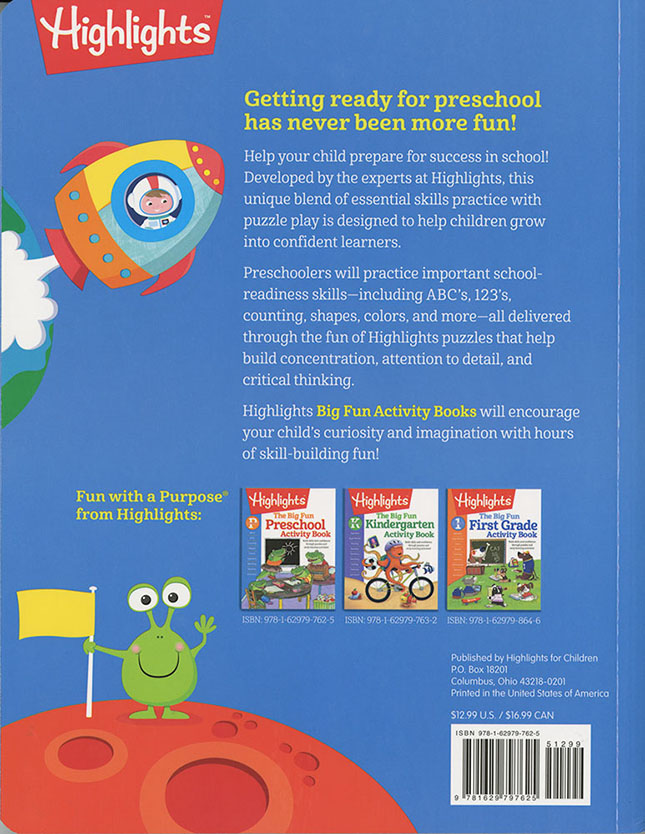 Highlights Big Fun Preschool Activity Book Fat Brain Toys