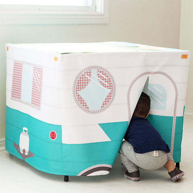 Happy Camper Hideout Card Table Playhouse - - Fat Brain Toys