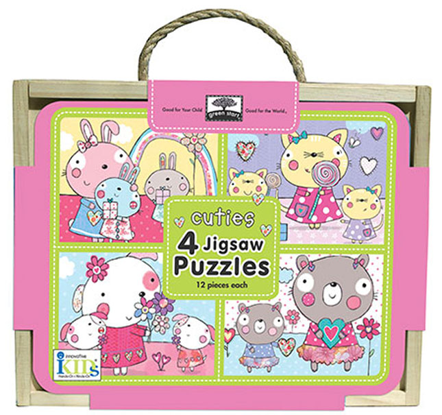 Green Start Jigsaw Puzzle Box Set Cuties Fat Brain Toys