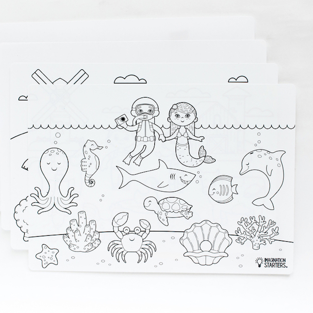 Dry Erase Placemats Reversible Mixed Set of 4 12 x 17 inch