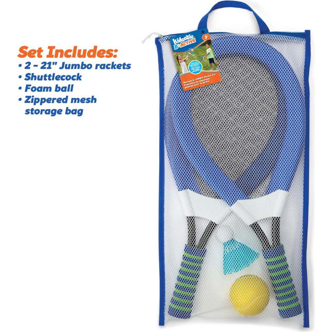 Kid With Big Racket Kidoozie - Backyard Jumbo Racket Set - Best for Ages 3 to 9
