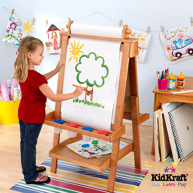 Kidkraft Deluxe Wooden Easel Natural Fat Brain Toys