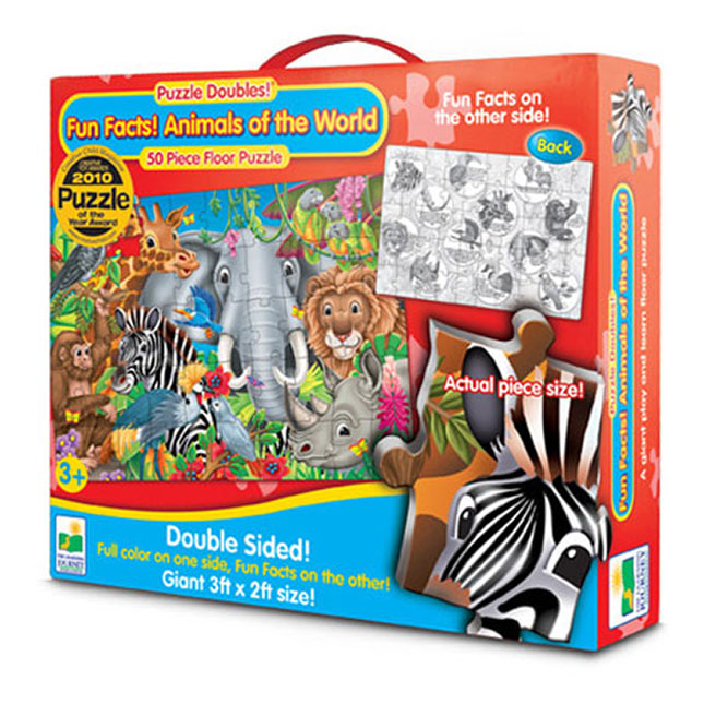 Puzzle Doubles Fun Facts - Animals of the World - - Fat Brain Toys