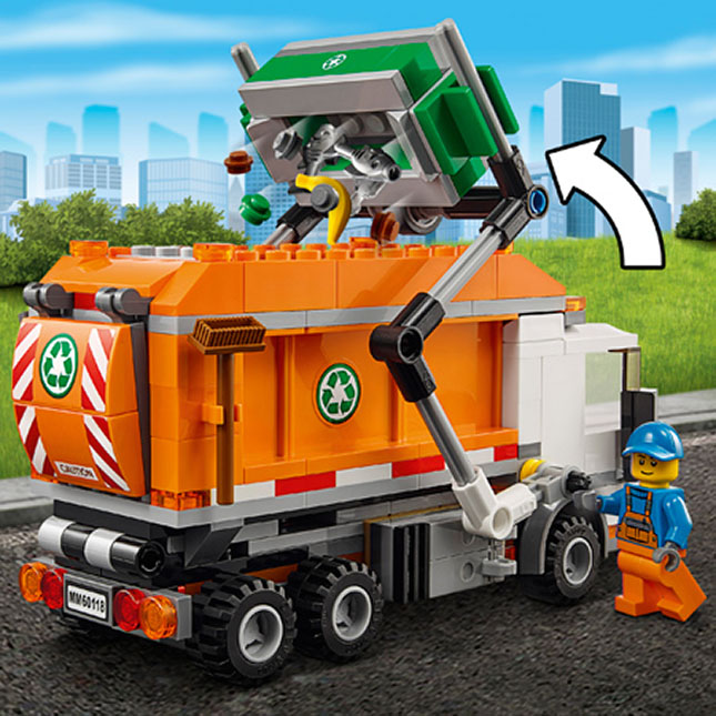 Lego orange garbage discount truck