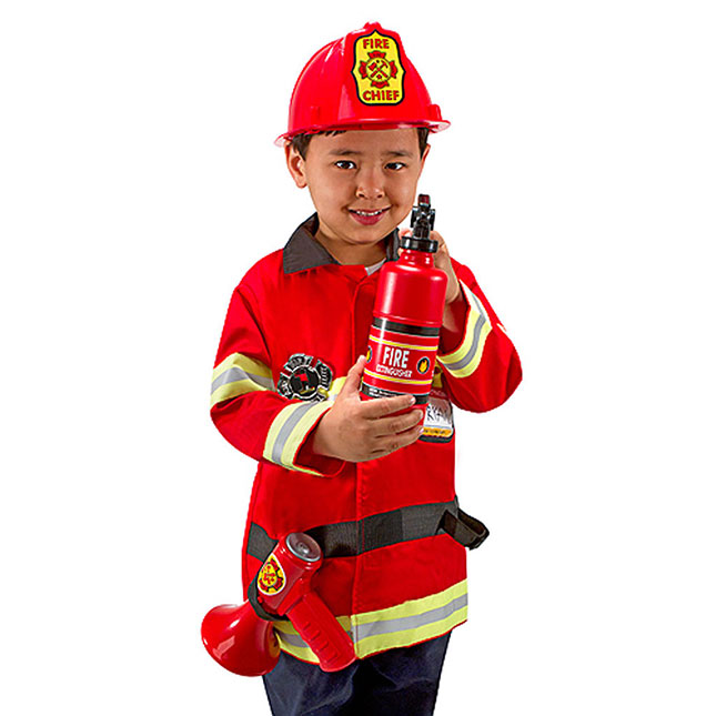 Kids Firefighter Role Play Costume Outfit Set 4 Pieces 