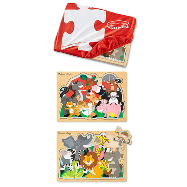 Farm and Zoo Jigsaw Puzzles Set - - Fat Brain Toys