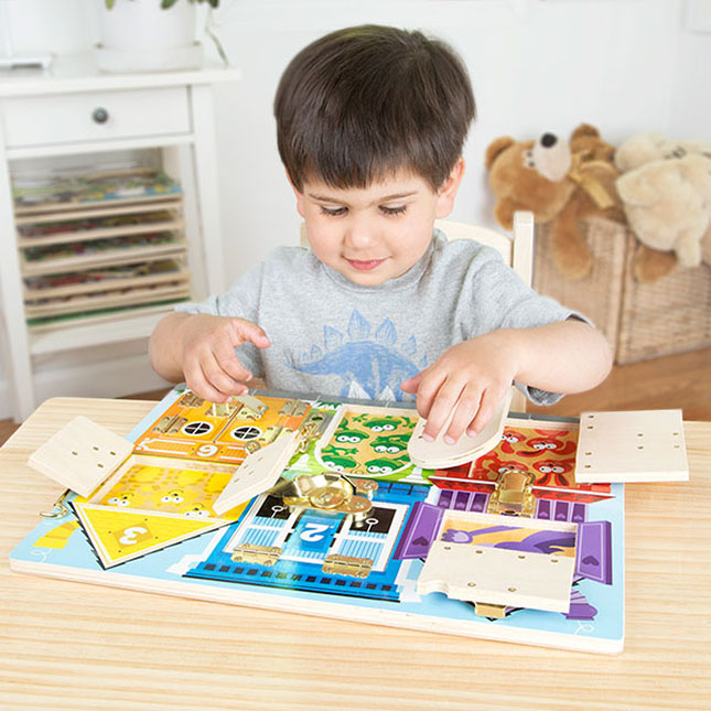 Melissa & Doug Lock and Latch Board Wooden Educational Development Toy Ages 3 for sale online 
