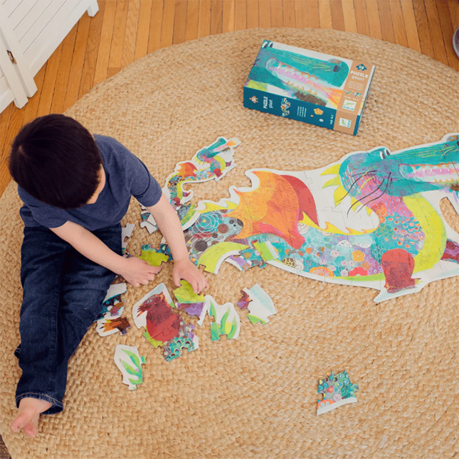 Djeco Giant Floor Puzzle 58 Piece: Leon the Dragon – Growing Tree Toys