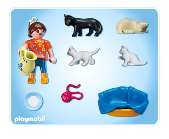 Playmobil Farm - Girl with Cats and Kitten - - Fat Brain Toys