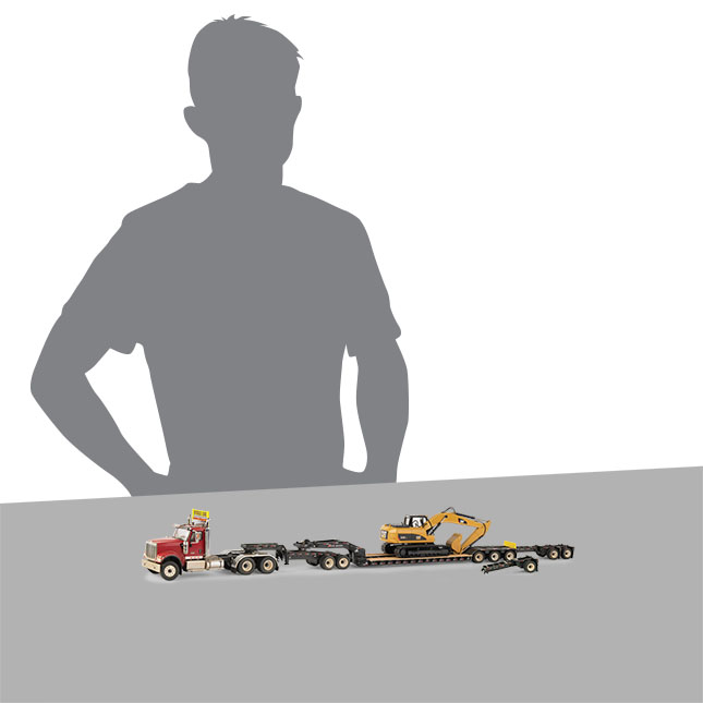 1/50 International HX520 with Cat 320DL Excavator and Trailer -