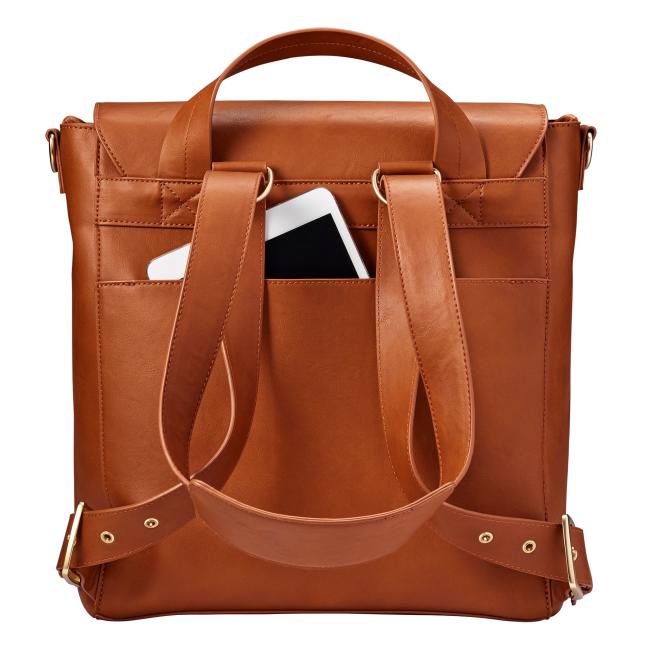 JJ Cole Vegan Leather Brookmont Backpack Diaper Bag Cognac