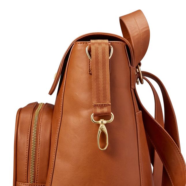 JJ Cole Vegan Leather Brookmont Backpack Diaper Bag Cognac