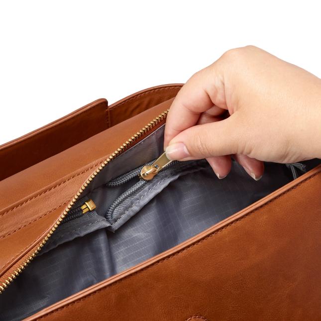 JJ Cole Vegan Leather Brookmont Backpack Diaper Bag Cognac