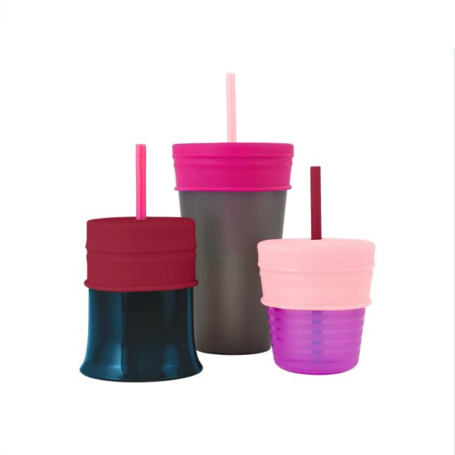 Boon Snug Lids Straws & Cup Universal Silicone Lids Pink