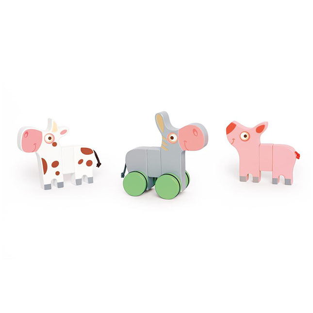 Wooden Magnetic Rolling Farm Animals - Best for Ages 2 to 5