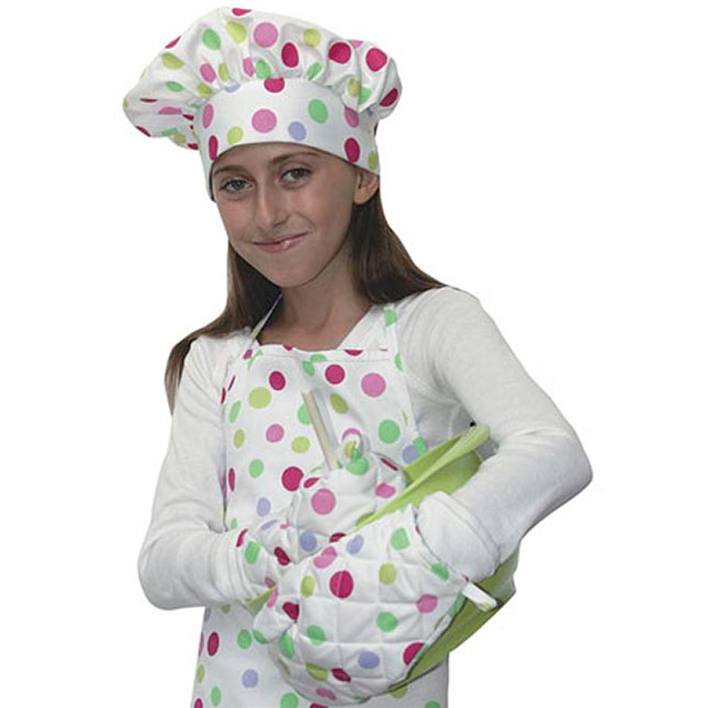 Kid's Polka Dots Chef's Hat, Apron & Mits - - Fat Brain Toys