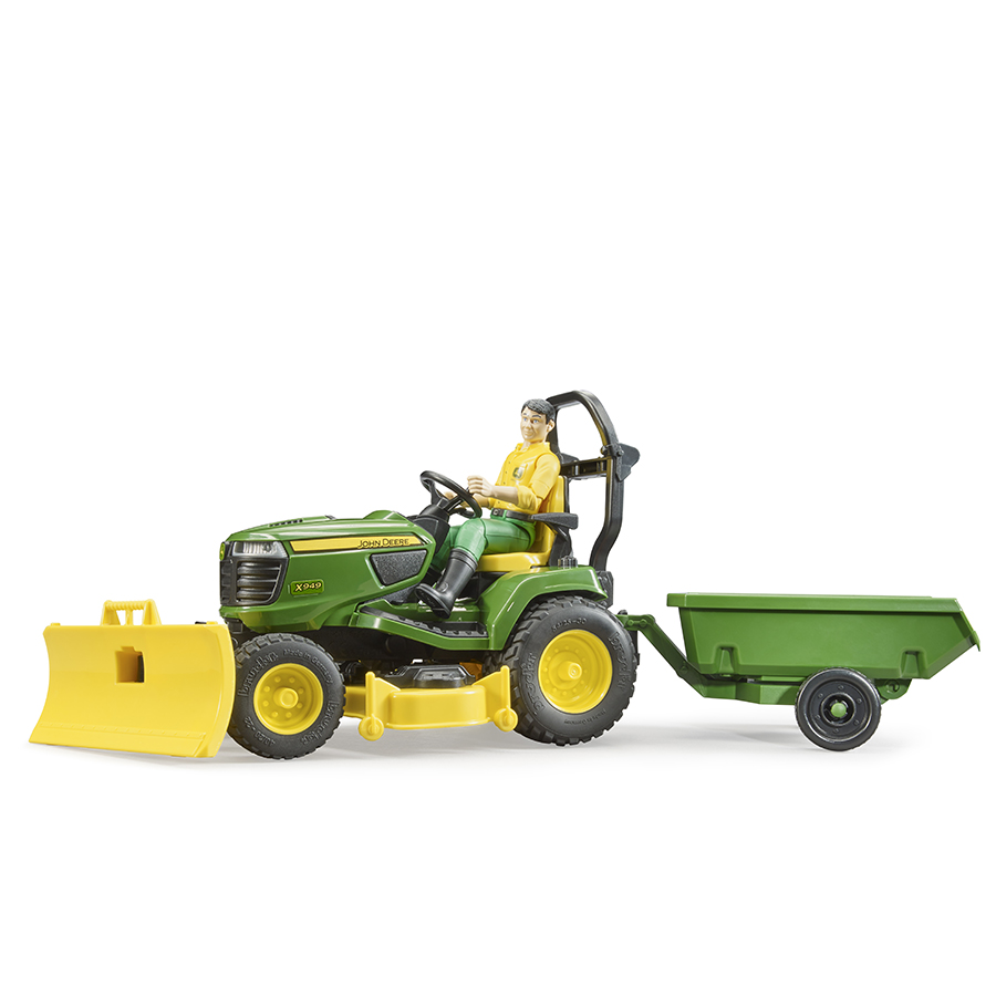 bworld John Deere Lawn Tractor with Trailer and Figure