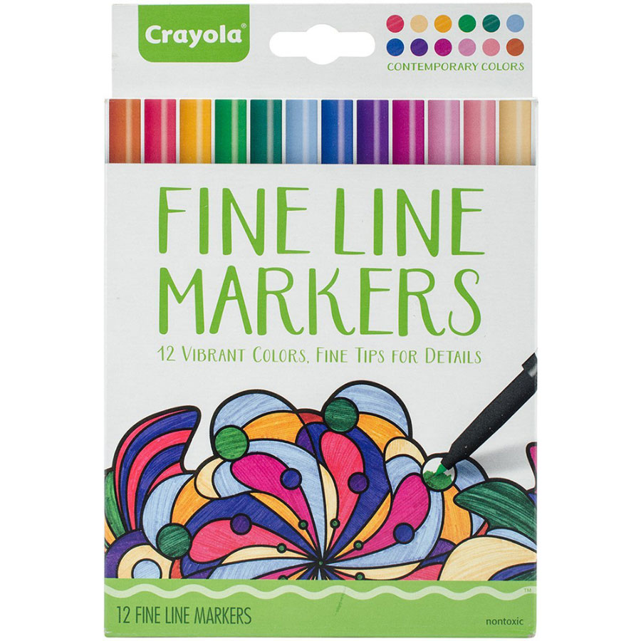 Crayola Fine Line Contemporary Markers 12 ct Fat Brain Toys