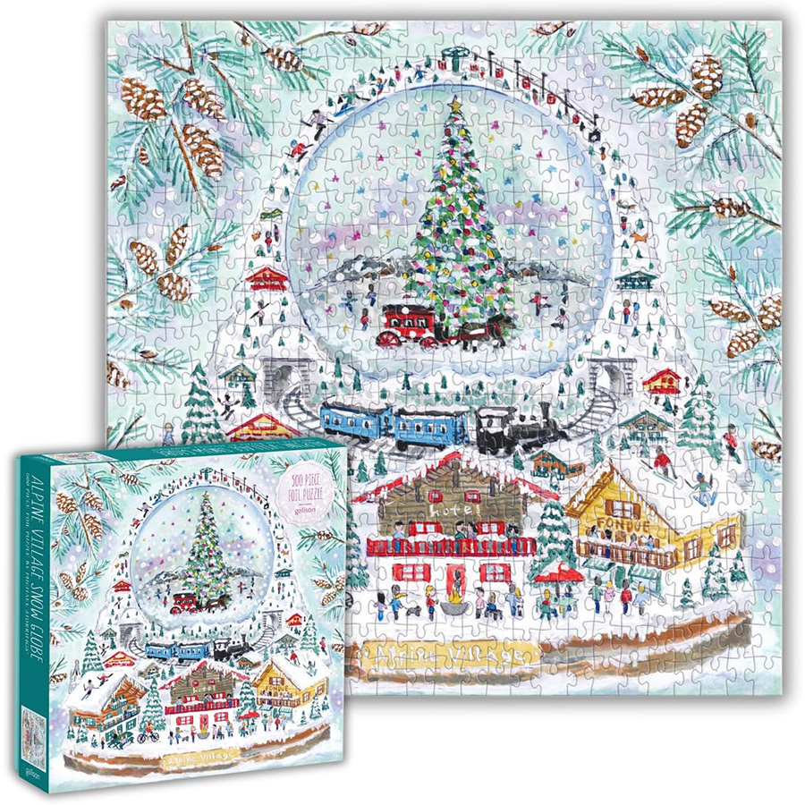 Michael Storrings Alpine Village Snow Globe 500 Piece Foil Puzzle