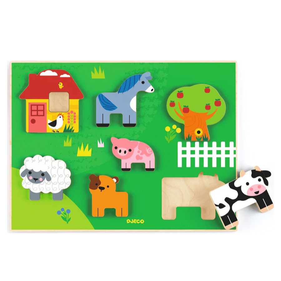 Farm Story Peek A Boo Wooden Puzzle - - Fat Brain Toys