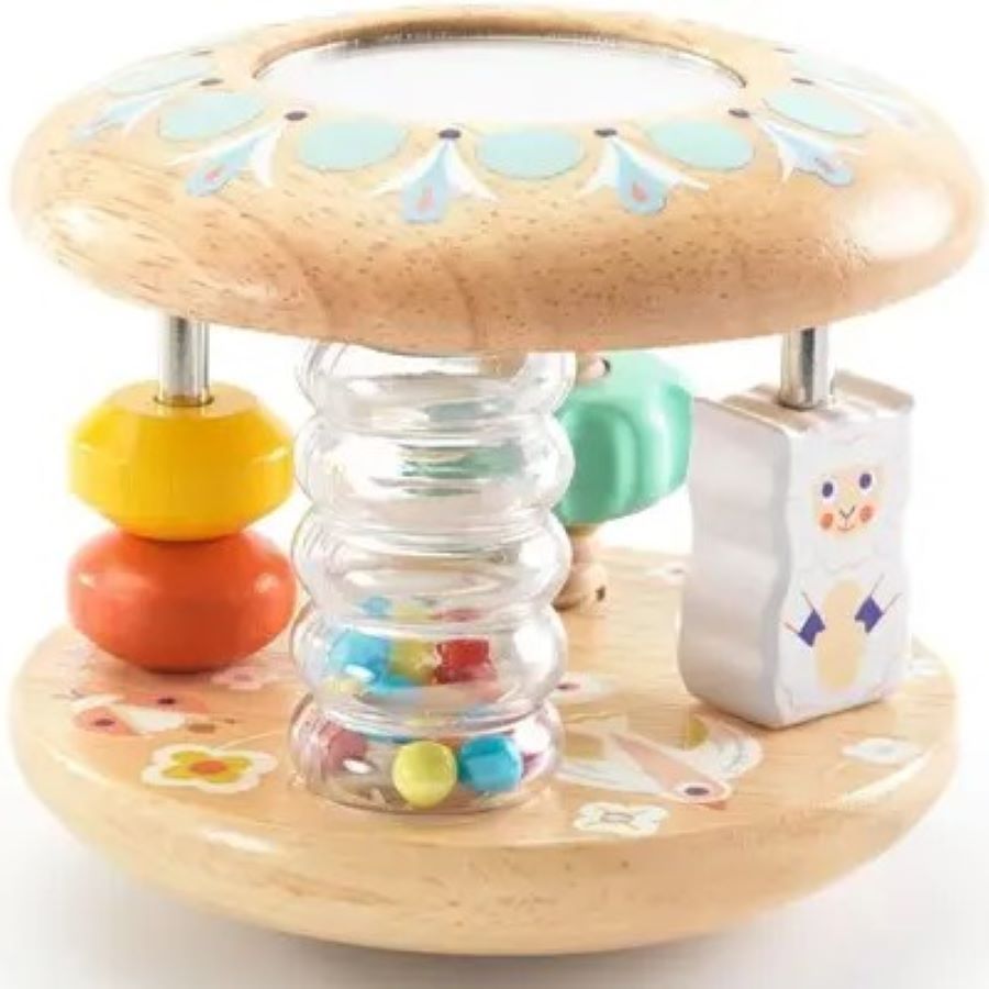Baby White Infant Rattle - Wooden Toys - Fat Brain Baby